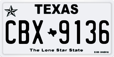 TX license plate CBX9136