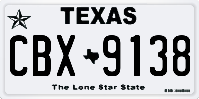 TX license plate CBX9138