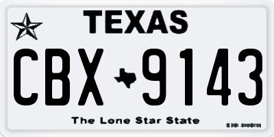 TX license plate CBX9143