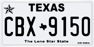 TX license plate CBX9150
