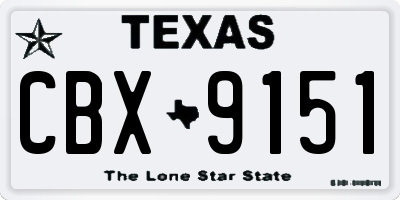 TX license plate CBX9151
