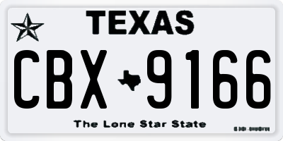 TX license plate CBX9166