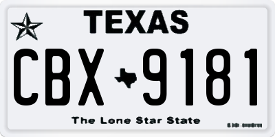TX license plate CBX9181