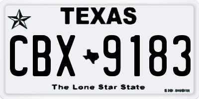 TX license plate CBX9183