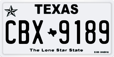 TX license plate CBX9189