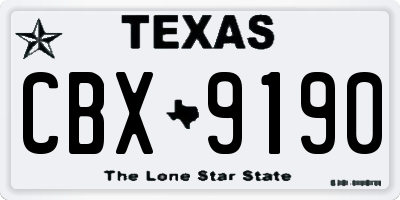 TX license plate CBX9190