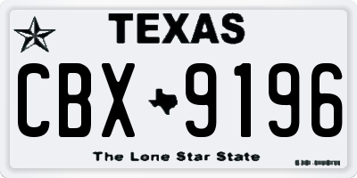 TX license plate CBX9196