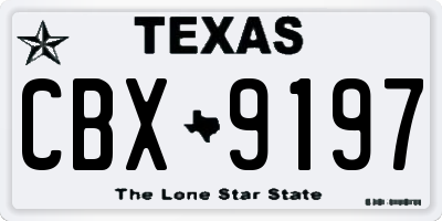 TX license plate CBX9197
