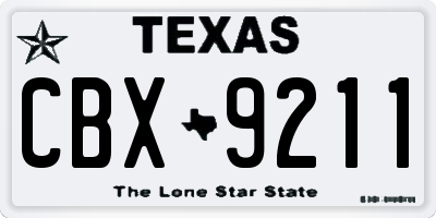 TX license plate CBX9211