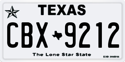 TX license plate CBX9212