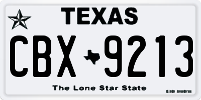 TX license plate CBX9213