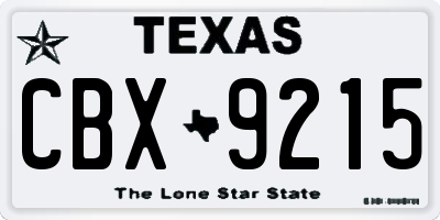 TX license plate CBX9215