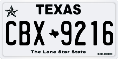 TX license plate CBX9216