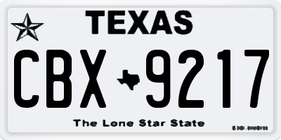 TX license plate CBX9217