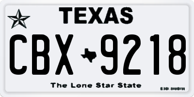 TX license plate CBX9218