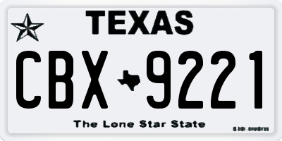 TX license plate CBX9221