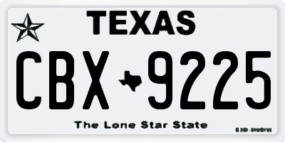 TX license plate CBX9225