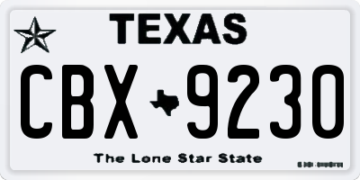TX license plate CBX9230