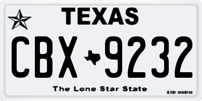 TX license plate CBX9232
