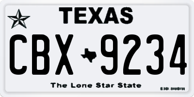 TX license plate CBX9234