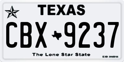 TX license plate CBX9237