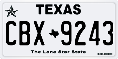 TX license plate CBX9243