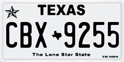 TX license plate CBX9255