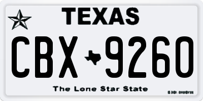 TX license plate CBX9260