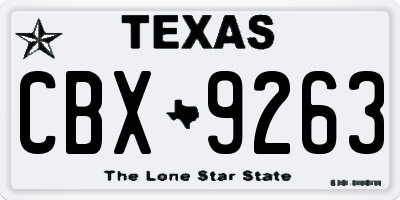 TX license plate CBX9263