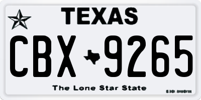 TX license plate CBX9265
