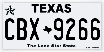 TX license plate CBX9266