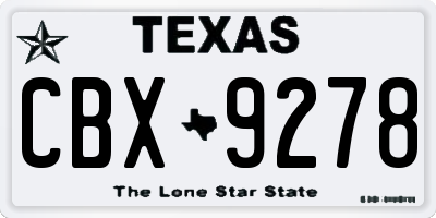 TX license plate CBX9278