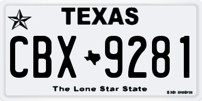 TX license plate CBX9281