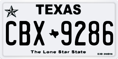 TX license plate CBX9286