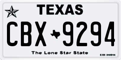 TX license plate CBX9294