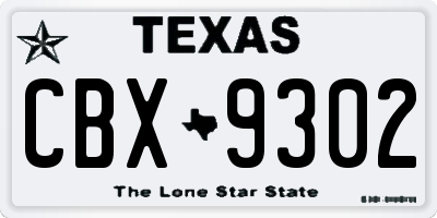TX license plate CBX9302