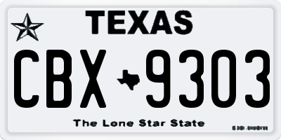 TX license plate CBX9303