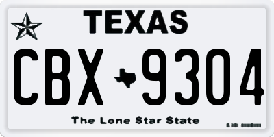 TX license plate CBX9304