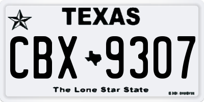 TX license plate CBX9307