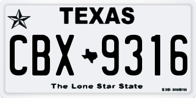 TX license plate CBX9316