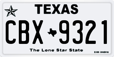 TX license plate CBX9321