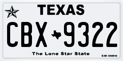 TX license plate CBX9322