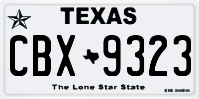 TX license plate CBX9323