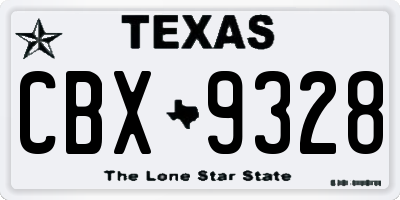 TX license plate CBX9328