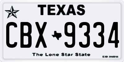 TX license plate CBX9334