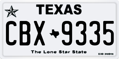 TX license plate CBX9335