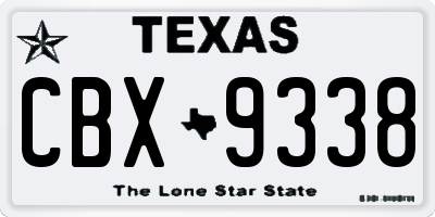 TX license plate CBX9338