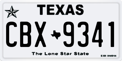 TX license plate CBX9341