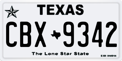 TX license plate CBX9342