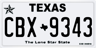 TX license plate CBX9343